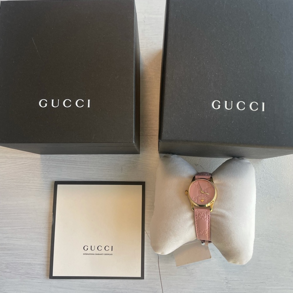 ❌SOLD❌Gucci Swiss G-Timeless Pink Leather Strap Watch - Picture 3 of 12